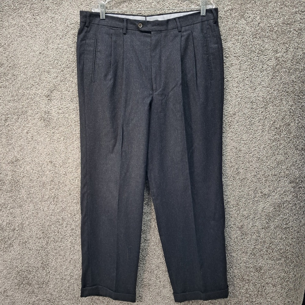 Lanificio Mario Zegna Wool Cashmere Pleated Dress Pants Charcoal Gray 38L